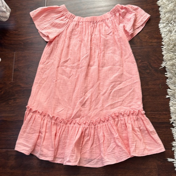 Rebecca Taylor Off Shoulder Gauze Malibu Peach Dress - Picture 6 of 8